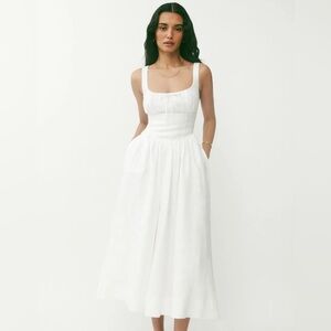 Reformation Balia Linen Dress in White